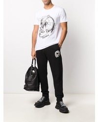 T-shirt à col rond imprimé blanc et noir Alexander McQueen