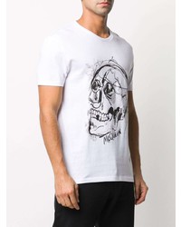 T-shirt à col rond imprimé blanc et noir Alexander McQueen