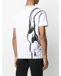 T-shirt à col rond imprimé blanc et noir Alexander McQueen