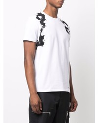 T-shirt à col rond imprimé blanc et noir Alexander McQueen