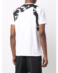 T-shirt à col rond imprimé blanc et noir Alexander McQueen