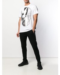 T-shirt à col rond imprimé blanc et noir Philipp Plein