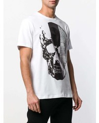 T-shirt à col rond imprimé blanc et noir Philipp Plein