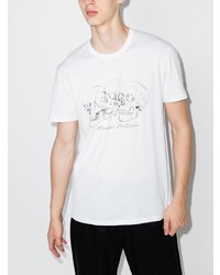 T-shirt à col rond imprimé blanc et noir Alexander McQueen