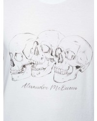 T-shirt à col rond imprimé blanc et noir Alexander McQueen