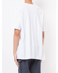 T-shirt à col rond imprimé blanc et noir Stussy