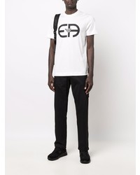 T-shirt à col rond imprimé blanc et noir Emporio Armani