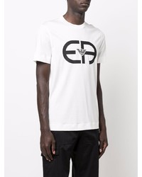 T-shirt à col rond imprimé blanc et noir Emporio Armani