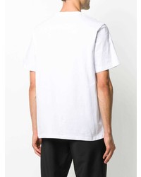 T-shirt à col rond imprimé blanc et noir MSGM