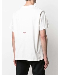 T-shirt à col rond imprimé blanc et noir 424