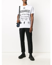 T-shirt à col rond imprimé blanc et noir DSQUARED2