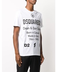 T-shirt à col rond imprimé blanc et noir DSQUARED2