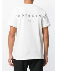 T-shirt à col rond imprimé blanc et noir Ih Nom Uh Nit