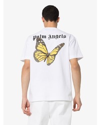 T-shirt à col rond imprimé blanc et noir Palm Angels