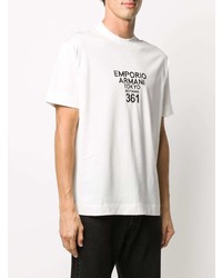 T-shirt à col rond imprimé blanc et noir Emporio Armani