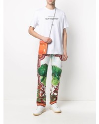 T-shirt à col rond imprimé blanc et noir MSGM