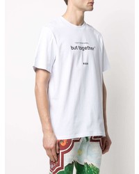 T-shirt à col rond imprimé blanc et noir MSGM