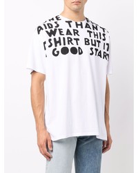 T-shirt à col rond imprimé blanc et noir Maison Margiela