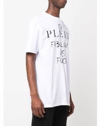 T-shirt à col rond imprimé blanc et noir Philipp Plein