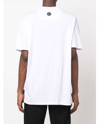 T-shirt à col rond imprimé blanc et noir Philipp Plein