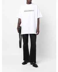 T-shirt à col rond imprimé blanc et noir Vetements