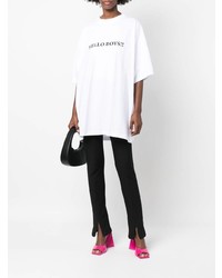 T-shirt à col rond imprimé blanc et noir Vetements