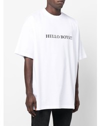 T-shirt à col rond imprimé blanc et noir Vetements