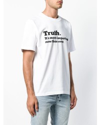 T-shirt à col rond imprimé blanc et noir Sacai