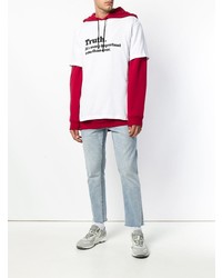 T-shirt à col rond imprimé blanc et noir Sacai