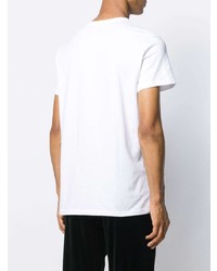 T-shirt à col rond imprimé blanc et noir Balmain