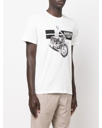 T-shirt à col rond imprimé blanc et noir Barbour