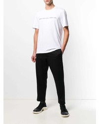 T-shirt à col rond imprimé blanc et noir Helmut Lang