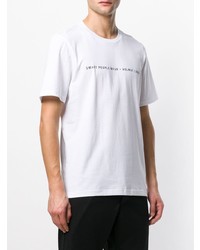 T-shirt à col rond imprimé blanc et noir Helmut Lang