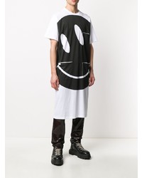 T-shirt à col rond imprimé blanc et noir Raf Simons