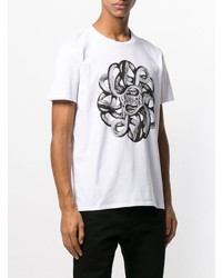 T-shirt à col rond imprimé blanc et noir Just Cavalli