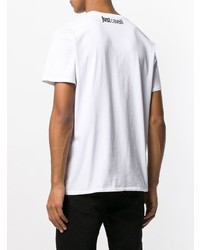 T-shirt à col rond imprimé blanc et noir Just Cavalli