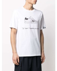 T-shirt à col rond imprimé blanc et noir Golden Goose