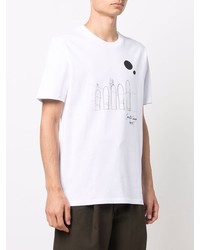 T-shirt à col rond imprimé blanc et noir Societe Anonyme