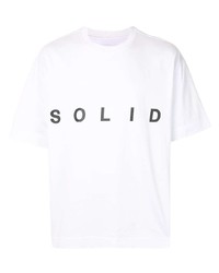 T-shirt à col rond imprimé blanc et noir Solid Homme