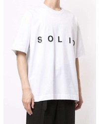 T-shirt à col rond imprimé blanc et noir Solid Homme