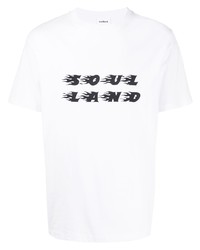 T-shirt à col rond imprimé blanc et noir Soulland