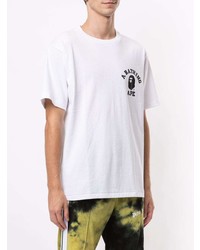 T-shirt à col rond imprimé blanc et noir A Bathing Ape