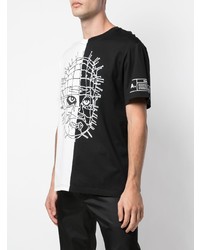 T-shirt à col rond imprimé blanc et noir Haculla