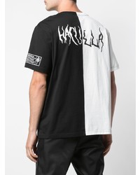 T-shirt à col rond imprimé blanc et noir Haculla