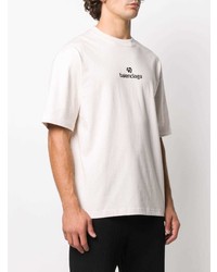 T-shirt à col rond imprimé blanc et noir Balenciaga