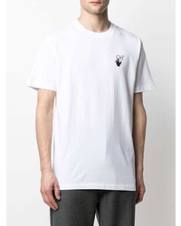 T-shirt à col rond imprimé blanc et noir Off-White