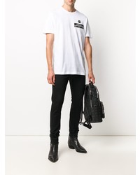 T-shirt à col rond imprimé blanc et noir Philipp Plein