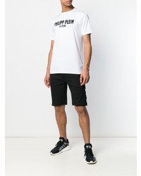 T-shirt à col rond imprimé blanc et noir Philipp Plein