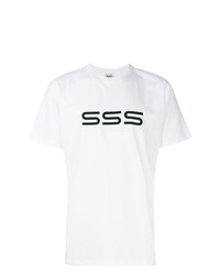 T-shirt à col rond imprimé blanc et noir Sss World Corp