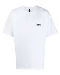 T-shirt à col rond imprimé blanc et noir Stampd